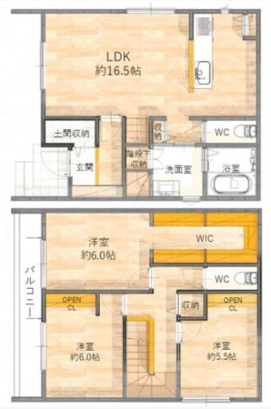 岡崎市野畑町、新築一戸建ての間取り画像です