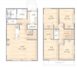 岡崎市野畑町、新築一戸建ての間取り画像です