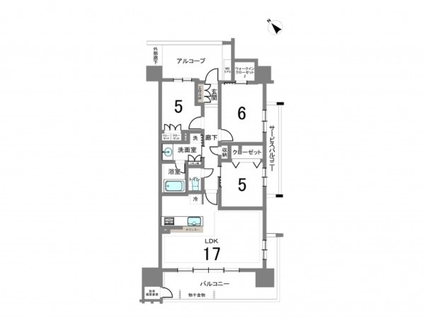 岡崎市康生通南、中古マンションの間取り画像です