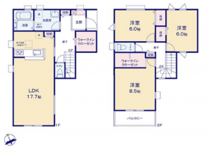岡崎市福岡町、新築一戸建ての間取り画像です