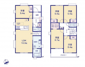岡崎市福岡町、新築一戸建ての間取り画像です