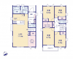 岡崎市福岡町、新築一戸建ての間取り画像です