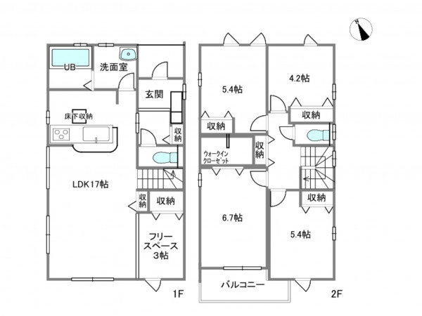 岡崎市福岡町、新築一戸建ての間取り画像です