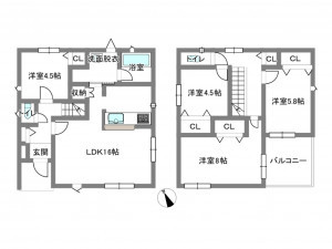 岡崎市上地、新築一戸建ての間取り画像です