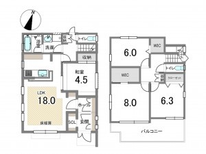 岡崎市柱、中古一戸建ての間取り画像です