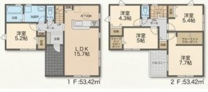 岡崎市土井町、新築一戸建ての間取り画像です