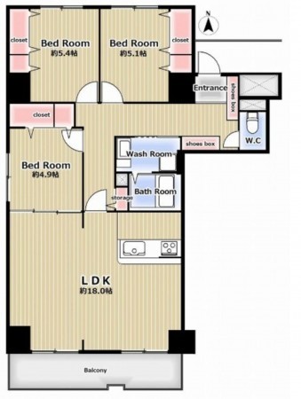 岡崎市材木町、中古マンションの間取り画像です