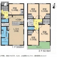 額田郡幸田町大字菱池、新築一戸建ての間取り画像です