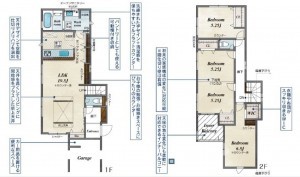 岡崎市蓑川町、新築一戸建ての間取り画像です