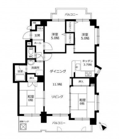岡崎市法性寺町、中古マンションの間取り画像です