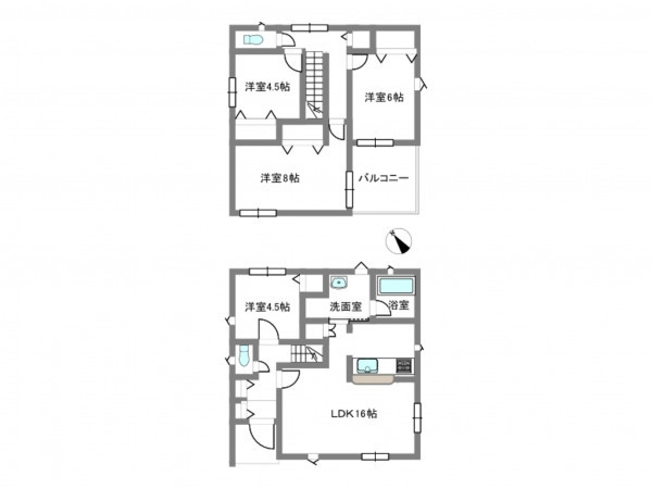 岡崎市国正町、新築一戸建ての間取り画像です