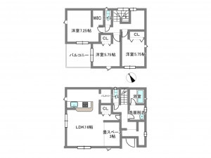岡崎市国正町、新築一戸建ての間取り画像です