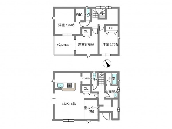 岡崎市国正町、新築一戸建ての間取り画像です