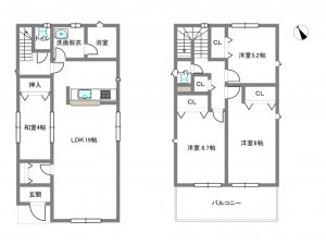 岡崎市国正町、新築一戸建ての間取り画像です