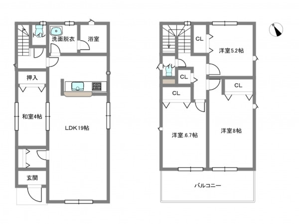 岡崎市国正町、新築一戸建ての間取り画像です