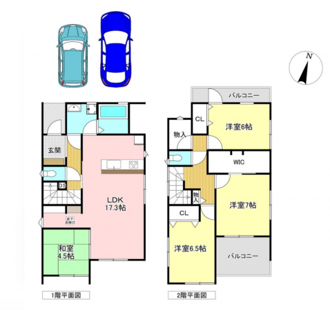 岡崎市中島中町、中古一戸建ての間取り画像です