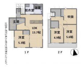 額田郡幸田町大字芦谷、中古一戸建ての間取り画像です