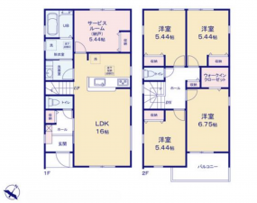 岡崎市上地、新築一戸建ての間取り画像です