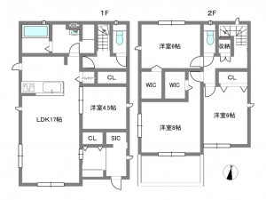 岡崎市赤渋町、新築一戸建ての間取り画像です