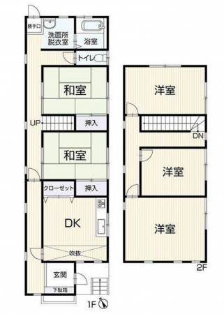 岡崎市福岡町、中古一戸建ての間取り画像です