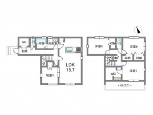 岡崎市六名、中古一戸建ての間取り画像です