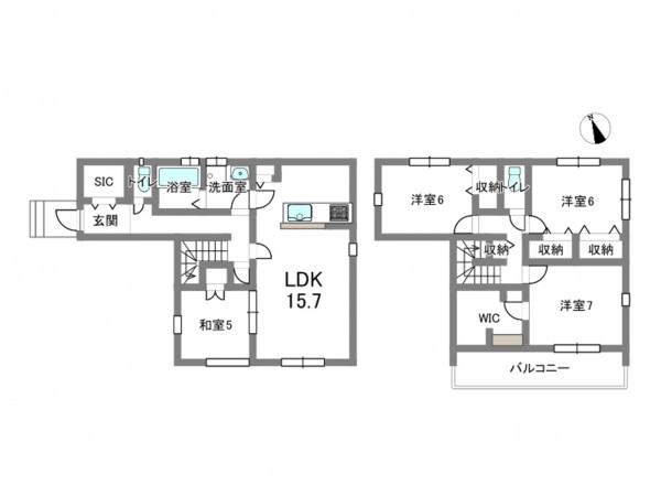 岡崎市六名、中古一戸建ての間取り画像です