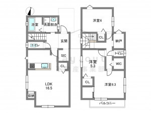 岡崎市上地、中古一戸建ての間取り画像です