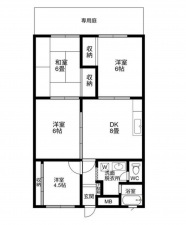 岡崎市戸崎町、中古マンションの間取り画像です