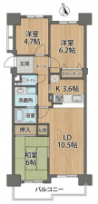 岡崎市大西町、中古マンションの間取り画像です