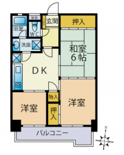 岡崎市康生通東、中古マンションの間取り画像です