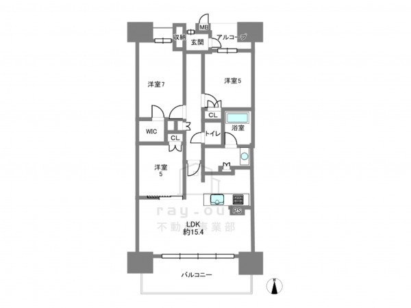 岡崎市柱、中古マンションの間取り画像です