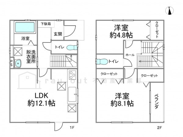 岡崎市大西町、中古一戸建ての間取り画像です