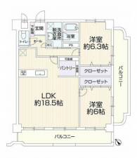 岡崎市菅生町、中古マンションの間取り画像です