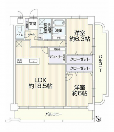 岡崎市菅生町、中古マンションの間取り画像です