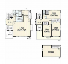 岡崎市若松町、中古一戸建ての間取り画像です