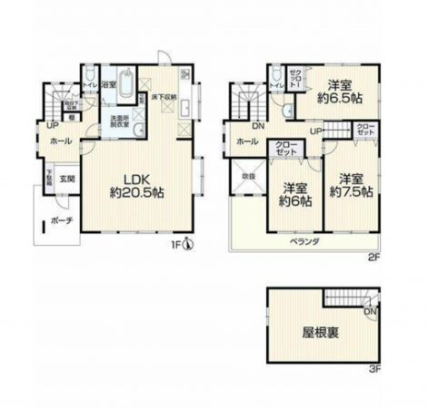 岡崎市若松町、中古一戸建ての間取り画像です