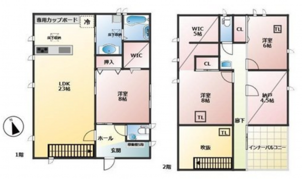 岡崎市野畑町、中古一戸建ての間取り画像です