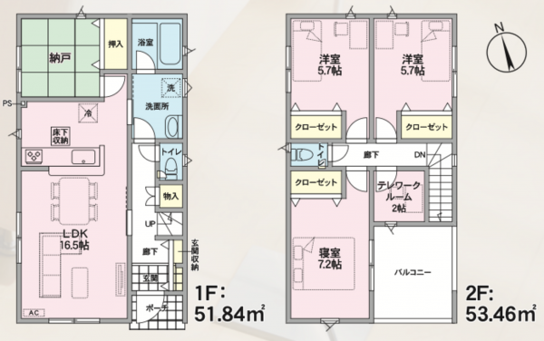 山形市あさひ町、新築一戸建ての間取り画像です