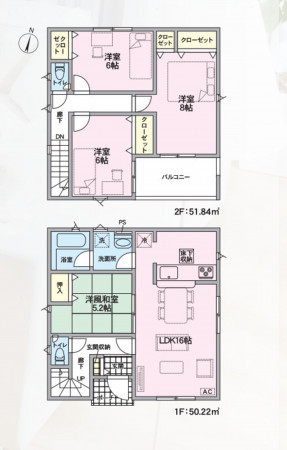山形市松波１丁目、新築一戸建ての間取り画像です