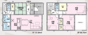 山形市江南４丁目、新築一戸建ての間取り画像です