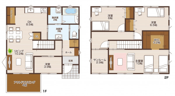 山形市みはらしの丘１丁目、中古一戸建ての間取り画像です