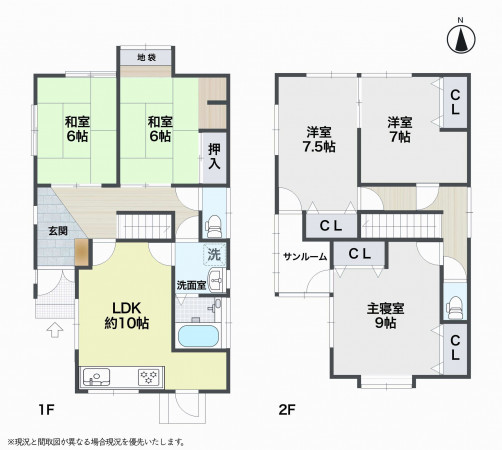 山形市八日町１丁目、中古一戸建ての間取り画像です