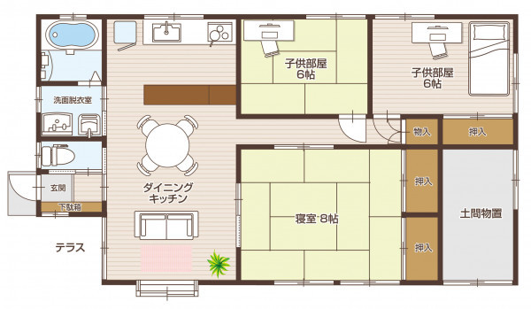 山形市蔵王半郷、中古一戸建ての間取り画像です