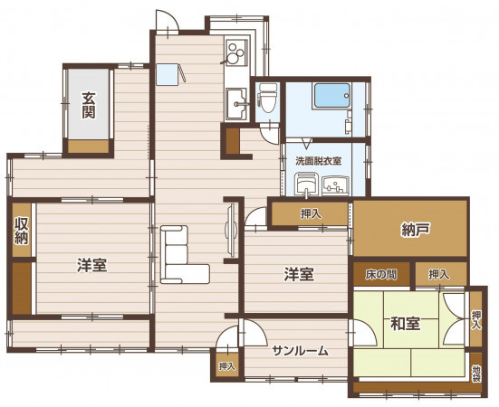 山形市鈴川町３丁目、中古一戸建ての間取り画像です
