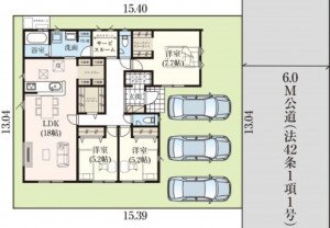 山形市浜崎、新築一戸建ての間取り画像です