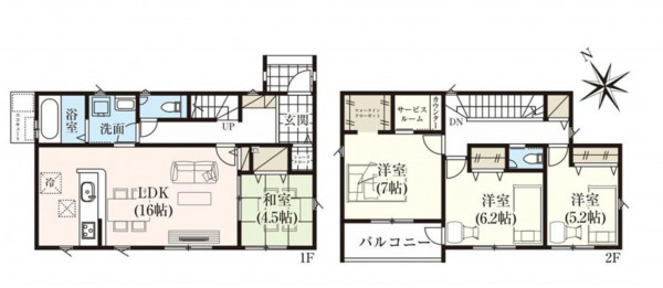 山形市花楯１丁目、新築一戸建ての間取り画像です