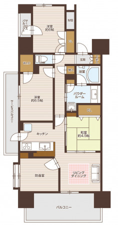 山形市清住町２丁目、中古マンションの間取り画像です