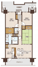 山形市高堂１丁目、中古マンションの間取り画像です