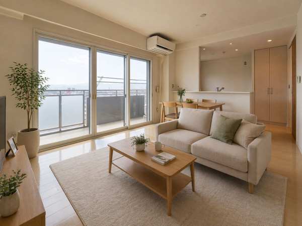 山形市高堂１丁目、中古マンションの居間画像です