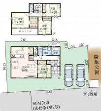 山形市印役町５丁目、新築一戸建ての間取り画像です